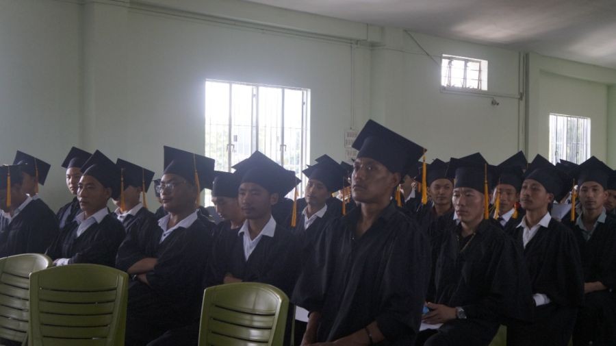 Justice HK Sema addressing the commencement day of Immanuel College, Dimapur on August 6. (Morung Photo)